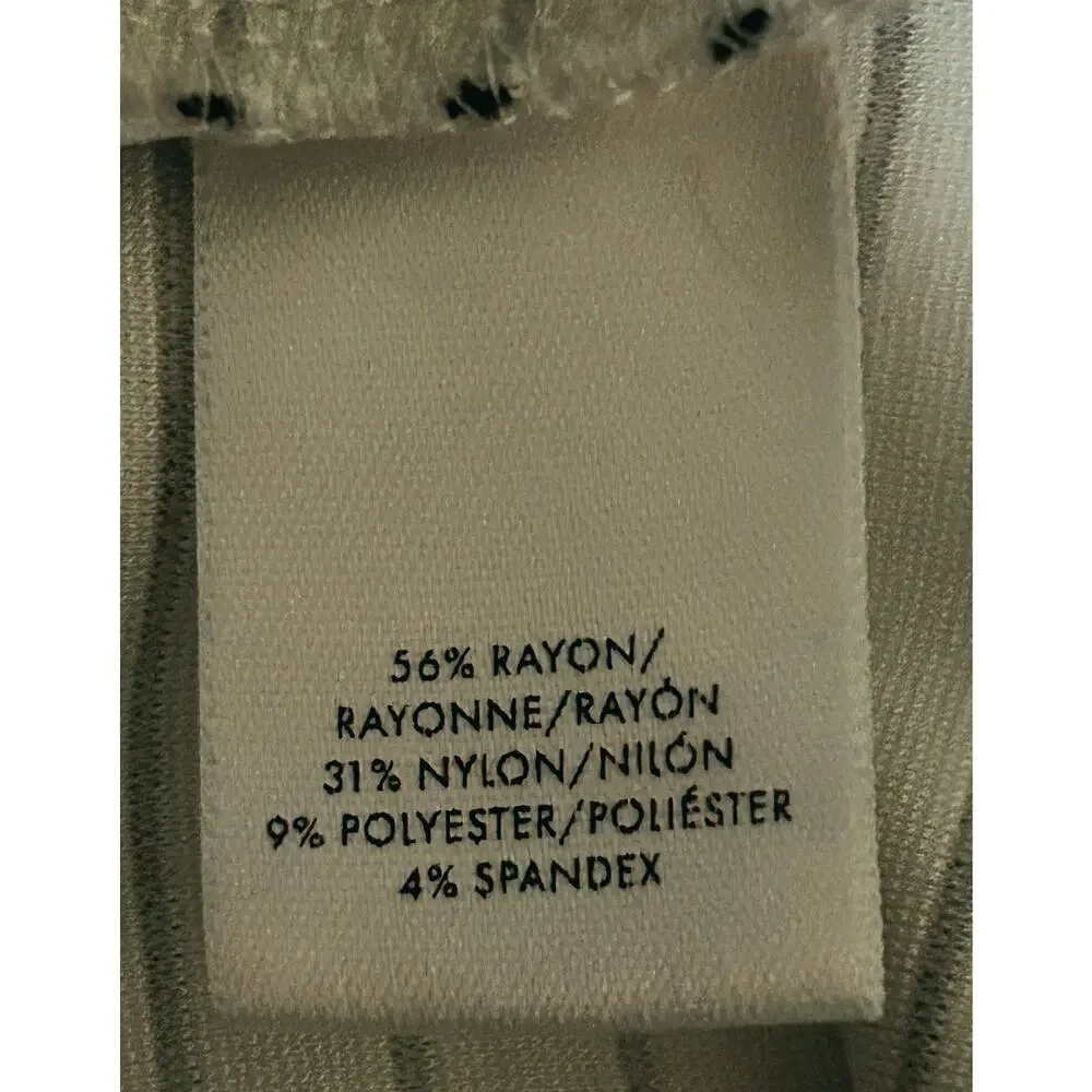Ann Taylor Cream & Black Striped One Shoulder Ruffle Top Medium